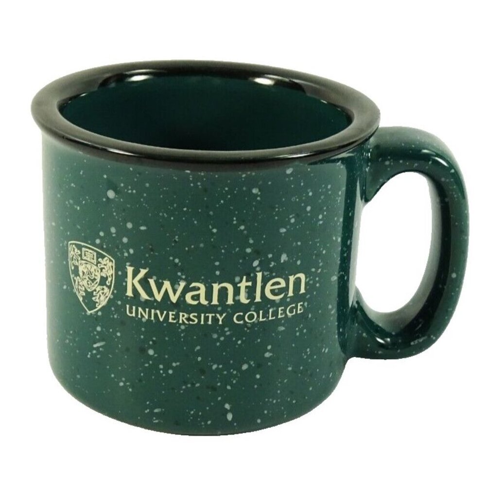 Kwantlen University College Coffee Mug Cup Green Speckled Thick Surrey BC